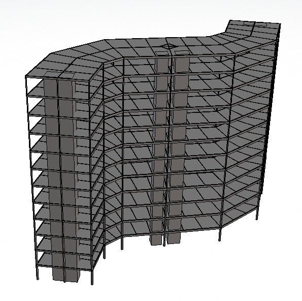 12-storey S-shaped mass timber structural model